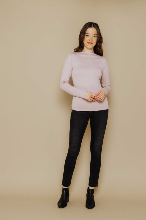 Sara-Boat Neck Long Sleeve Tee